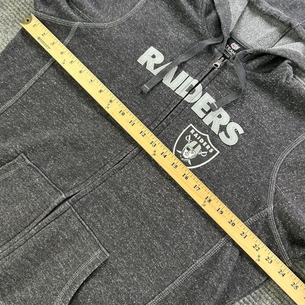 NFL Team Apparel Raiders Full Zip Hoodie Sweatshirt Dark Gray Womens No Size Tag - Picture 9 of 12